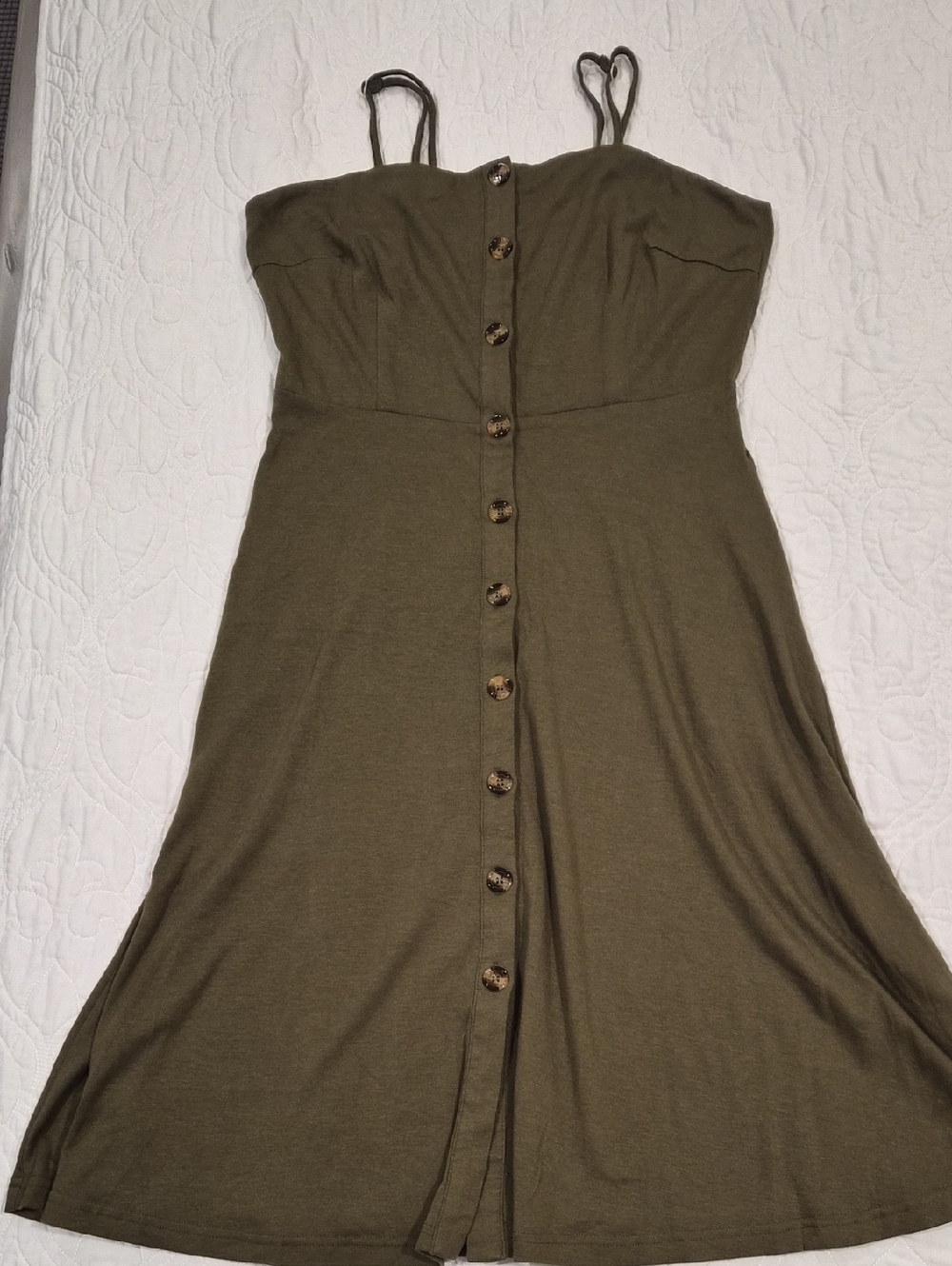 Olive Green Button-Down Dress Medium